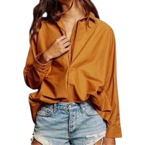 Bucket List Burnt Orange Popover Blouse – Size Large‎